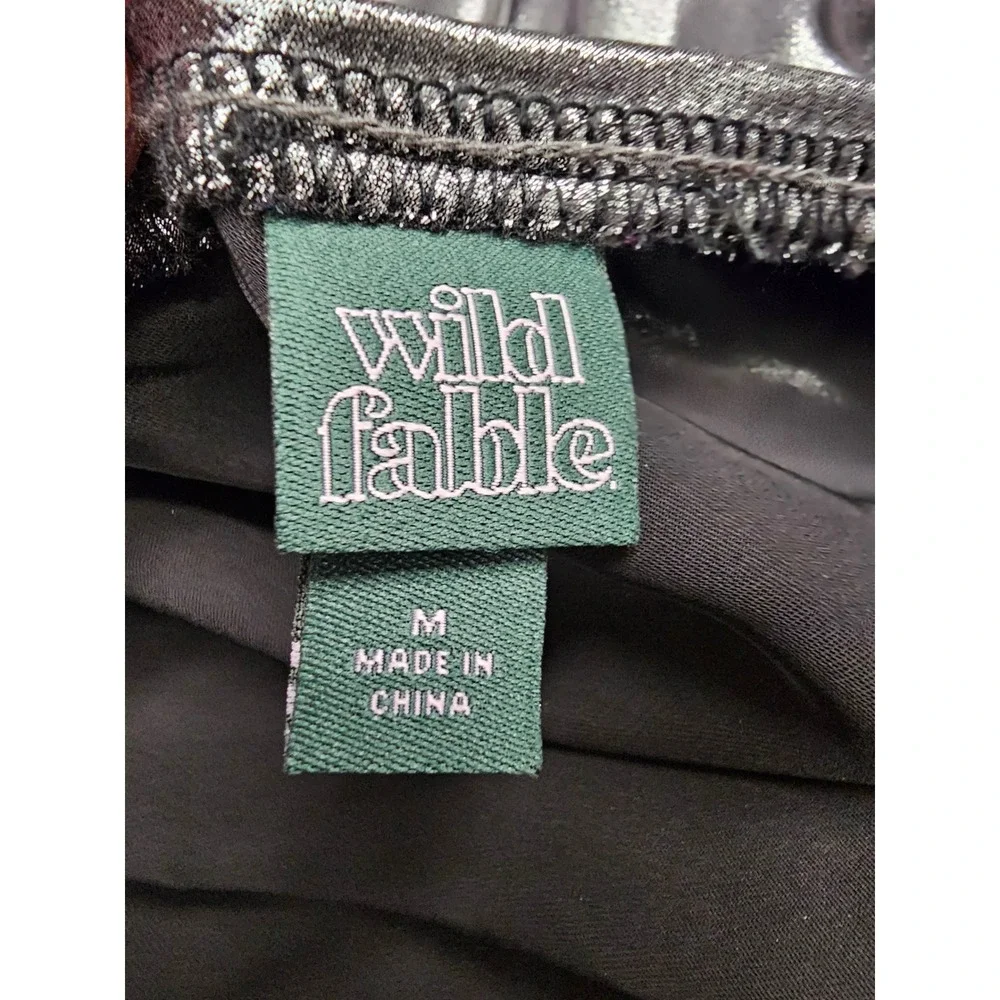 Wild Fable Womens Metallic Midi Skirt Silver Polyester Casual Size Medium